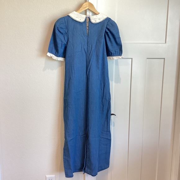 Anthropologie Short-Sleeve Collared Slim Midi Dress Porridge - Picture 7 of 13